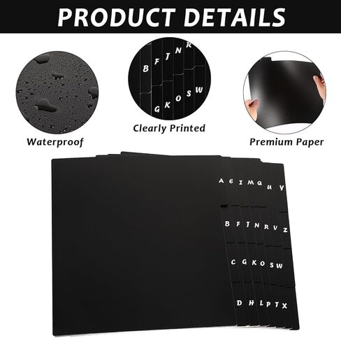 chiazllta 28Pcs Vinyl Album Divider Cuttable A-Z Record Divider DVD Cd File Alphabe Tab Record Organizer with Large Index Card Holder for Vinyl LP, Label on Single Side, 13.6 x 12 Inches(Black) in Kuwait
