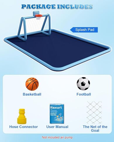 Splash Pad for Kids, 3-in-1 Sprinkler Splash Pad with Soccer Goal & Basketball Hoop, 118"x137" Extra Large Non-Slip Water Play Mat, Outdoor Water Toys for Kids, Backyard Summer Fun in Saudi Arabia