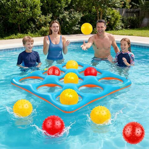Inflatable Tic Tac Toe Pool Game Set – Pool Toys with 10 Balls, Fun for Kids, Teens, Adults, Family, Party, Beach, Outdoor & Indoor, 2-10 Players in Saudi Arabia