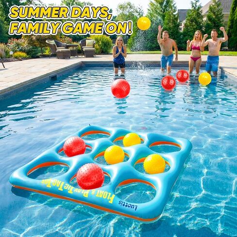 Inflatable Tic Tac Toe Pool Game Set – Pool Toys with 10 Balls, Fun for Kids, Teens, Adults, Family, Party, Beach, Outdoor & Indoor, 2-10 Players in Saudi Arabia