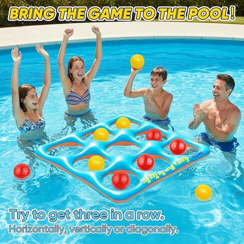 Inflatable Tic Tac Toe Pool Game Set – Pool Toys with 10 Balls, Fun for Kids, Teens, Adults, Family, Party, Beach, Outdoor & Indoor, 2-10 Players in Saudi Arabia