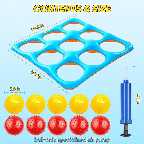 Inflatable Tic Tac Toe Pool Game Set – Pool Toys with 10 Balls, Fun for Kids, Teens, Adults, Family, Party, Beach, Outdoor & Indoor, 2-10 Players in Saudi Arabia