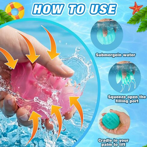 12 Pack Reusable Water Balloons, Squeeze Self-Sealing Quick Fill Silicone Water Bombs, Water Fight Toys for Summer Outdoor Pool Beach Backyard Games for Kids & Adults in Saudi Arabia