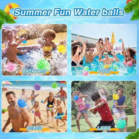 12 Pack Reusable Water Balloons, Squeeze Self-Sealing Quick Fill Silicone Water Bombs, Water Fight Toys for Summer Outdoor Pool Beach Backyard Games for Kids & Adults in Saudi Arabia