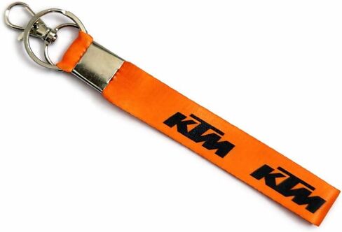 Racing Motorcycle Keychain Lanyard, for KTM Duke 250/390, Heavy Duty Fabric Strap with Metal Lobster Clasp and Key Ring, Black Orange in Kuwait