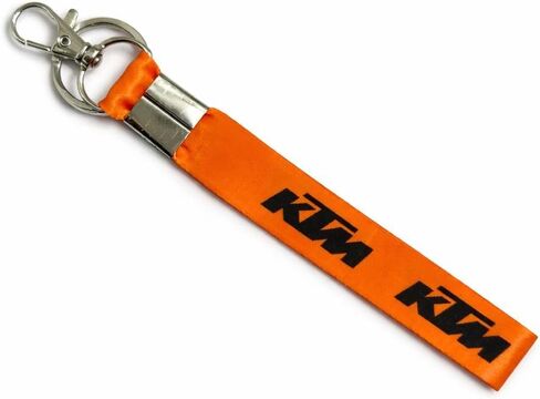 Racing Motorcycle Keychain Lanyard, for KTM Duke 250/390, Heavy Duty Fabric Strap with Metal Lobster Clasp and Key Ring, Black Orange in Kuwait