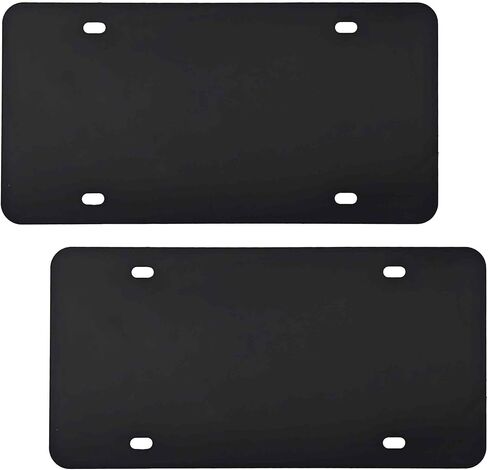 2Pcs 12 x 6 Inch Blank Metal License Plate, Aluminium Automotive Plate with Rounded Edges for Custom Design Work(Black, 1mm Thickness) in Kuwait
