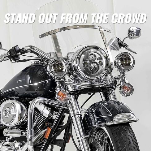 مصابيح أمامية للضباب مقاس 7 بوصة متوافقة مع Harley Davidson Street Glide Road King Ultra Classic Electra Tri Cvo Touring Heritage Softail Slim Deluxe Fatboy - كروم in Kuwait
