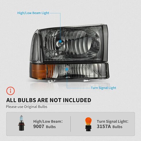 مجموعة المصابيح الأمامية LEDKINGDOMUS متوافقة مع 1999-2004 Ford F250 F350 F450 F550 Super Duty، 2000-2004 Excursion Pickup Headlamp Driver وجانب الركاب in Kuwait