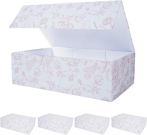RayofSun Vintage Kraft Floral Gift Box with Magnetic Lids 13.7x9x4.3inch,Large Bridesmaid Proposal Boxes, Rectangle Decorative Storage Box for Wedding Birthday Mother's Day Presents,1 Pack in Saudi Arabia