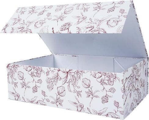 RayofSun Vintage Kraft Floral Gift Box with Magnetic Lids 13.7x9x4.3inch,Large Bridesmaid Proposal Boxes, Rectangle Decorative Storage Box for Wedding Birthday Mother's Day Presents,1 Pack in Saudi Arabia