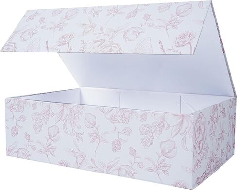 RayofSun Vintage Kraft Floral Gift Box with Magnetic Lids 13.7x9x4.3inch,Large Bridesmaid Proposal Boxes, Rectangle Decorative Storage Box for Wedding Birthday Mother's Day Presents,1 Pack in Saudi Arabia