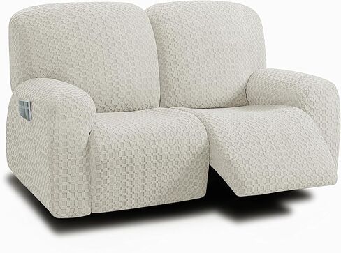 ULTICOR Extra Wide 75" - 100", Reclining 2 Seater Sofa, Extra Wide Reclining Love Seat Slipcover, 6-Piece Jacquared Fabric, Reclining Sofa Covers, Thick, Soft, Washable (Style 2) (Light Grey) in Saudi Arabia
