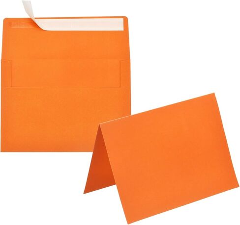 PATIKIL 20Pack Orange 4x6 Blank Cards and Envelopes, Self Seal A6 Envelopes with Folded Cardstock Small for Greeting Cards Wedding Greeting Birthday Invitations Letter Mailing in Kuwait