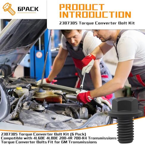 Fit for 230-7305 2307305 Torque Converter Bolt Kit 6 Pieces, 8740 Chromoly Steel 200000 PSI M10x1.5 for GM TH400 4L60E 4L80E Truck, Replacement PIO-859035 PIO-859036, 0.590in 13mm Socket in Saudi Arabia