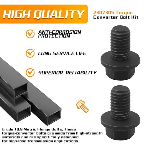 Fit for 230-7305 2307305 Torque Converter Bolt Kit 6 Pieces, 8740 Chromoly Steel 200000 PSI M10x1.5 for GM TH400 4L60E 4L80E Truck, Replacement PIO-859035 PIO-859036, 0.590in 13mm Socket in Saudi Arabia