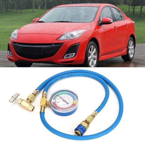 R134A Recharge Measuring Hose Can Tap Gauge Refrigerant Charging Pipe with Pressure Gauge 1 4 SAE Port in Kuwait
