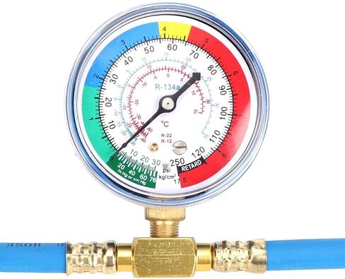 R134A Recharge Measuring Hose Can Tap Gauge Refrigerant Charging Pipe with Pressure Gauge 1 4 SAE Port in Kuwait