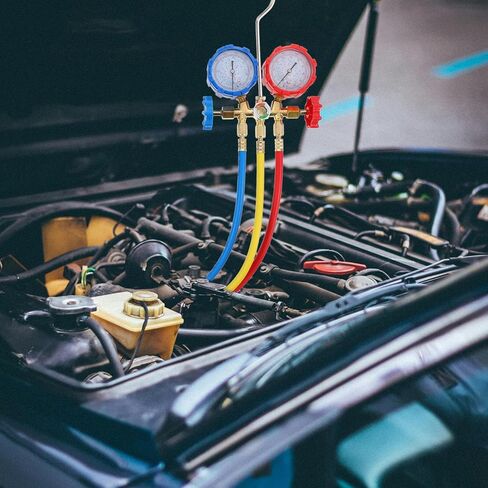 NUOBESTY Charging Hose with Conditioner Fluoride Meter for Car Ac Supply, Portable HVAC Refrigeration Gauge Tool for Automotive Maintenance in Kuwait