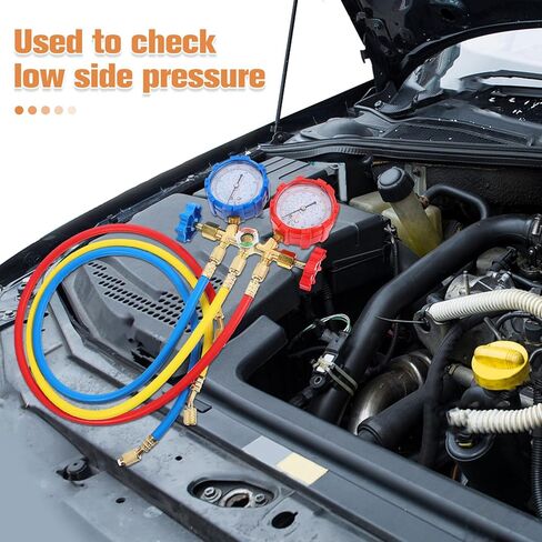 NUOBESTY Charging Hose with Conditioner Fluoride Meter for Car Ac Supply, Portable HVAC Refrigeration Gauge Tool for Automotive Maintenance in Kuwait