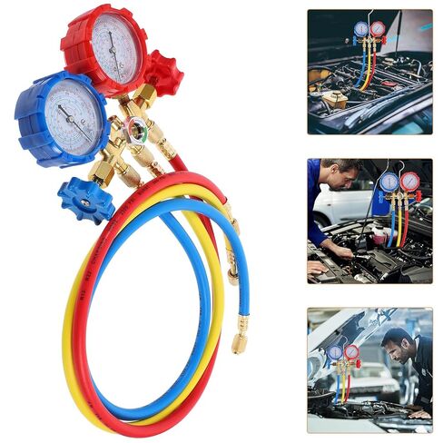 NUOBESTY Charging Hose with Conditioner Fluoride Meter for Car Ac Supply, Portable HVAC Refrigeration Gauge Tool for Automotive Maintenance in Kuwait