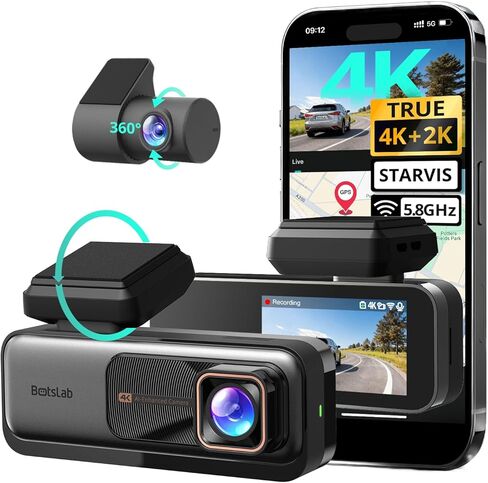 Dash Cam 4K Front & 1080P Rear, Dash Camera for Cars with ADAS, 64GB MicroSD Card, 2.4G/5GHz WiFi, 170° Wide Angel, Built-in GPS, 2.45" IPS Screen, UHD Night Vision in Saudi Arabia