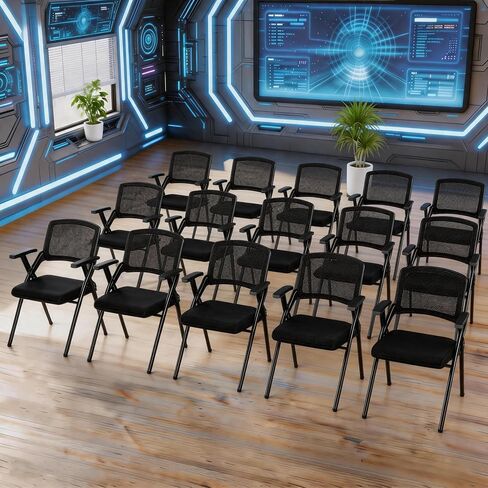 Folding Office Chair with Cushion, Stackable Chair with Breathable Mesh Back for Conference Guest Reception, Seminar Training Classroom in Saudi Arabia