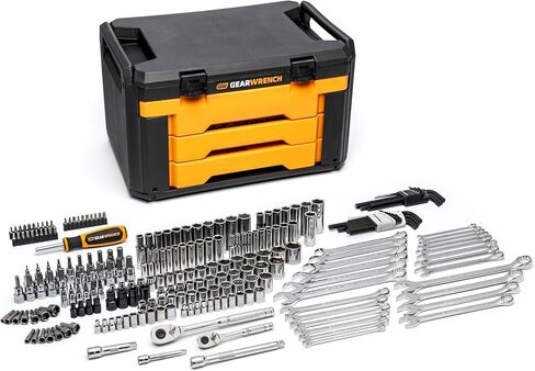 GEARWRENCH Mechanics Tool Set in 3 Drawer Storage Box, 232 Pc, 1/4 in and 3/8 in Drive, Metric/SAE | GW72LLCBMTS in Kuwait