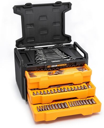 GEARWRENCH Mechanics Tool Set in 3 Drawer Storage Box, 232 Pc, 1/4 in and 3/8 in Drive, Metric/SAE | GW72LLCBMTS in Kuwait