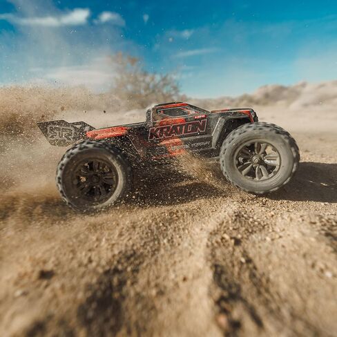شاحنة سرعة بدون فرشاة من ارما 1/16 ميني كراتون 3S DSC 4X4 RTR، أسود/أحمر، ARA2508T1 in Kuwait