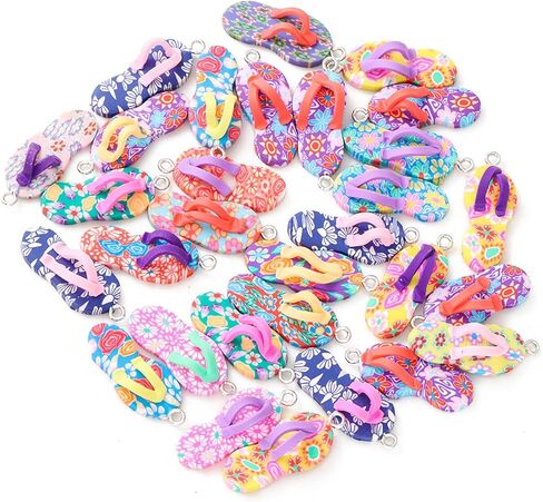 20Pcs Flip Flop Charms for Jewelry Making Mini Clay Beach Sandal Charms for Summer Crafts Small Beads for Bracelet Earring Keychain and Beachy DIY Accessories for Kids and Adults in Kuwait