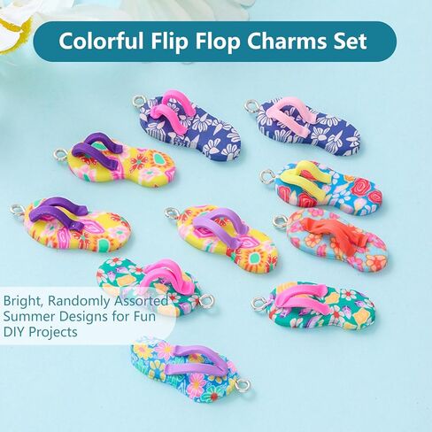 20Pcs Flip Flop Charms for Jewelry Making Mini Clay Beach Sandal Charms for Summer Crafts Small Beads for Bracelet Earring Keychain and Beachy DIY Accessories for Kids and Adults in Kuwait