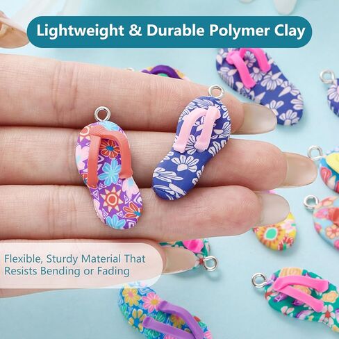 20Pcs Flip Flop Charms for Jewelry Making Mini Clay Beach Sandal Charms for Summer Crafts Small Beads for Bracelet Earring Keychain and Beachy DIY Accessories for Kids and Adults in Kuwait