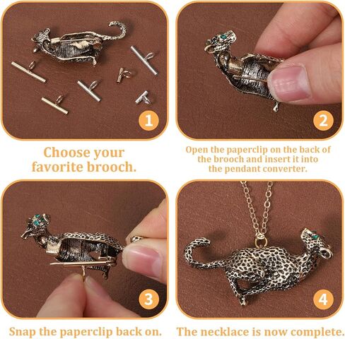 6PCS Pin to Pendant Converter, Brass Brooch Pendant Converters, Gold/Silver Brooch Converters, 3 Sizes Pin Necklace Adapter for Changing Brooches Pins to Pendant in Kuwait