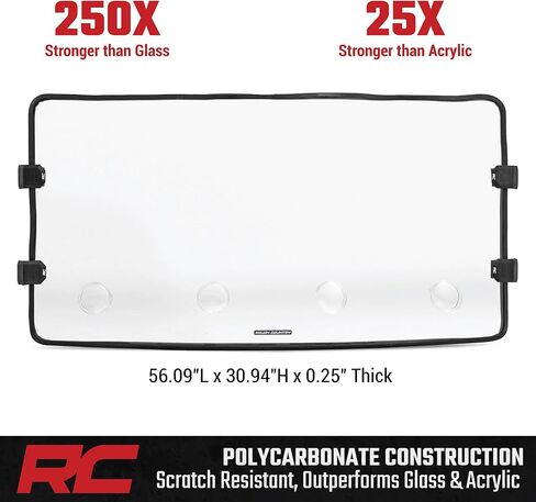 Rough Country Vented Full Windshield for CF MOTO UFORCE U10 Pro (2025) - Scratch Resistant 1/4" Polycarbonate, 250x Stronger than Glass in Kuwait
