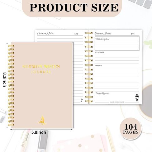 Gersoniel Sermon Notes Notebook & Sermon Notes Journal، دفتر ملاحظات مسيحي موجه، مجلة الصلاة للنقاط الرئيسية، انعكاس آيات الكتاب المقدس، هدية روحية للرجال والنساء لوازم دراسة الكتاب المقدس، بيج in Kuwait