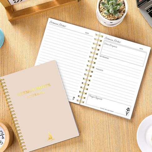 Gersoniel Sermon Notes Notebook & Sermon Notes Journal، دفتر ملاحظات مسيحي موجه، مجلة الصلاة للنقاط الرئيسية، انعكاس آيات الكتاب المقدس، هدية روحية للرجال والنساء لوازم دراسة الكتاب المقدس، بيج in Kuwait