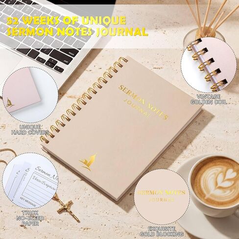 Gersoniel Sermon Notes Notebook & Sermon Notes Journal، دفتر ملاحظات مسيحي موجه، مجلة الصلاة للنقاط الرئيسية، انعكاس آيات الكتاب المقدس، هدية روحية للرجال والنساء لوازم دراسة الكتاب المقدس، بيج in Kuwait