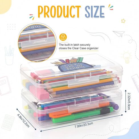 AmazingSpark 6 Pcs Clear Pencil Box Bulk Back to School Large Stackable Plastic Pencil Case with Lid Crayon Storage Box Classroom Stationery Organizer for Craft, Pen, Art, Back to School Supplies in Kuwait