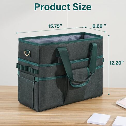Freebat Craft Organizer Tote Bag with Multiple Pockets & Detachable Shoulder Strap, Art Storage Caddy for Pencil, Stationary, Book, Craft, Art, Office Supplies (Green) in Saudi Arabia