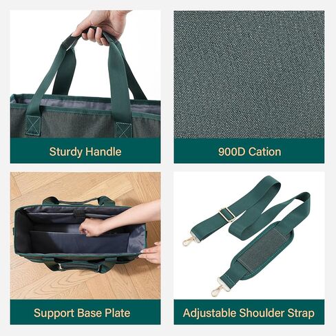 Freebat Craft Organizer Tote Bag with Multiple Pockets & Detachable Shoulder Strap, Art Storage Caddy for Pencil, Stationary, Book, Craft, Art, Office Supplies (Green) in Saudi Arabia