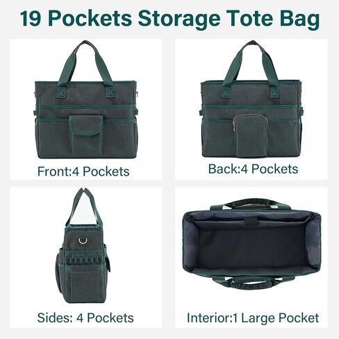 Freebat Craft Organizer Tote Bag with Multiple Pockets & Detachable Shoulder Strap, Art Storage Caddy for Pencil, Stationary, Book, Craft, Art, Office Supplies (Green) in Saudi Arabia