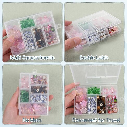 2Pcs Plastic Organizer Box with Dividers, 6 Grids Mini Organizer Clear Small Plastic Storage Box for Jewelry Rhinestones Beads Craft Small Parts in Kuwait