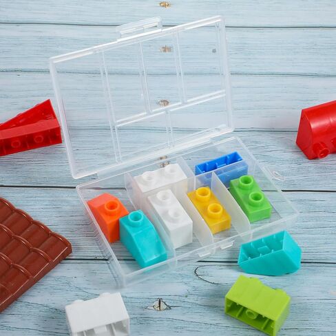 2Pcs Plastic Organizer Box with Dividers, 6 Grids Mini Organizer Clear Small Plastic Storage Box for Jewelry Rhinestones Beads Craft Small Parts in Kuwait