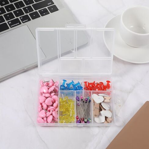 2Pcs Plastic Organizer Box with Dividers, 6 Grids Mini Organizer Clear Small Plastic Storage Box for Jewelry Rhinestones Beads Craft Small Parts in Kuwait