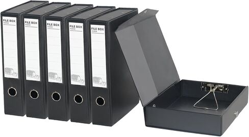 6 Pack Foldable Plastic Box Files A4 with Metal Clip,65mm Spine,Document Archive Folders for Office（Black） in Saudi Arabia