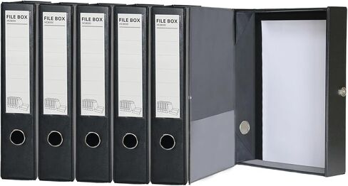 6 Pack Foldable Plastic Box Files A4 with Metal Clip,65mm Spine,Document Archive Folders for Office（Black） in Saudi Arabia