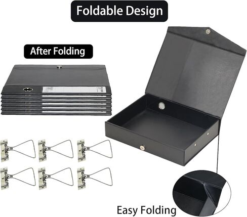 6 Pack Foldable Plastic Box Files A4 with Metal Clip,65mm Spine,Document Archive Folders for Office（Black） in Saudi Arabia