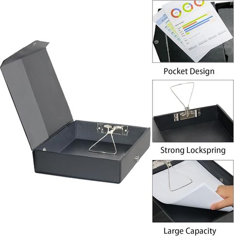 6 Pack Foldable Plastic Box Files A4 with Metal Clip,65mm Spine,Document Archive Folders for Office（Black） in Saudi Arabia
