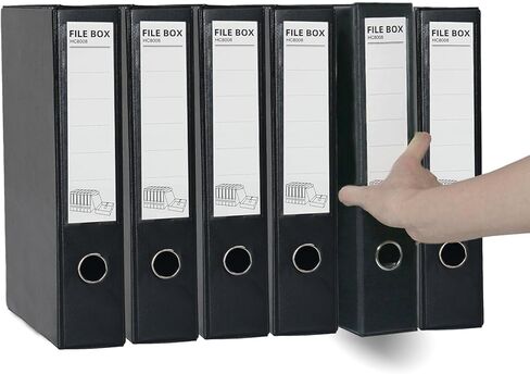 6 Pack Foldable Plastic Box Files A4 with Metal Clip,65mm Spine,Document Archive Folders for Office（Black） in Saudi Arabia